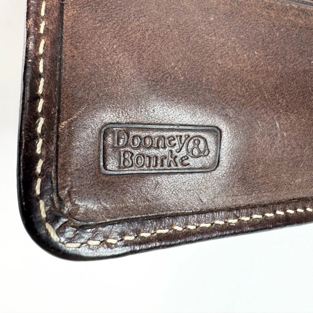 Vintage Dooney & Bourke Brown Pebbled/Smooth Leather Bifold Zip Wallet - Picture 4 of 7